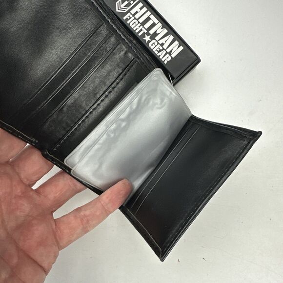 Hitman Fight Gear Black Leather Mens Tri Fold Wallet Destruction of Our Enemies - Picture 3 of 3